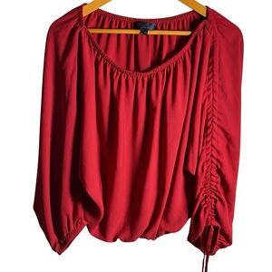 NWT Rachel Roy Red Peasant Blouse Blouson Bohemian